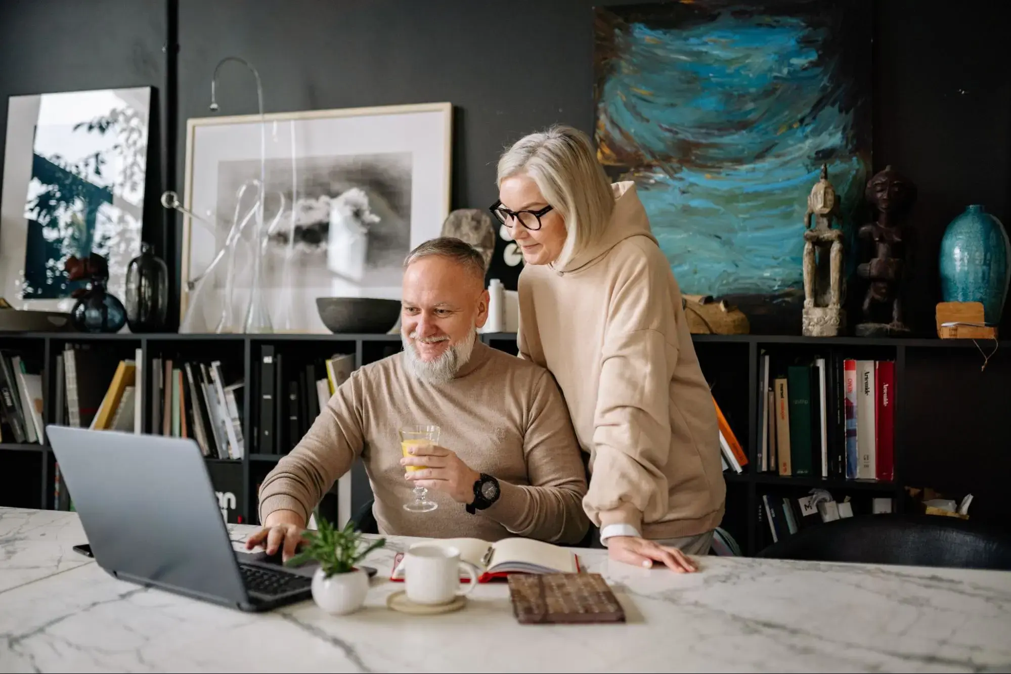 Old Couple deciding between Medicare Supplement Insurance and Medicare Advantage Plan.